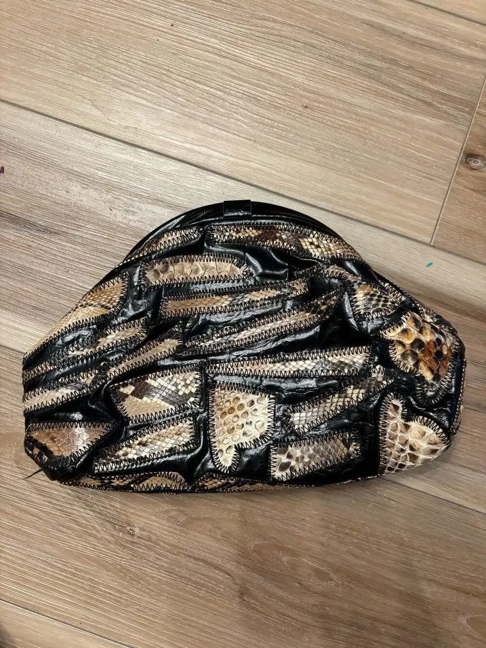Vintage Snakeskin and Leather Framed Clutch Bag